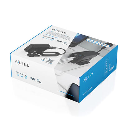 aisens-cargador-sobremesa-gan-140w-3xusb-c-pd31-qc40-qc50-1xusb-a-qc30-negro