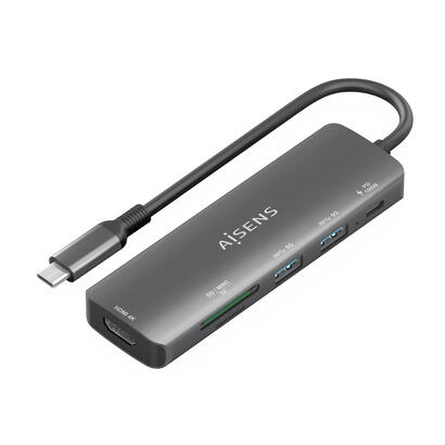 aisens-usb-c-dock-6-en-1-usb-c-a-1xhdmi-2xusb-a-1xusb-c-pd-100w-1xsd-1xmicro-sd-gris-15cm