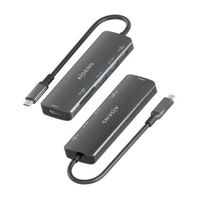 aisens-usb-c-dock-6-en-1-usb-c-a-1xhdmi-2xusb-a-1xusb-c-pd-100w-1xsd-1xmicro-sd-gris-15cm