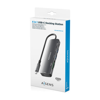aisens-usb-c-dock-6-en-1-usb-c-a-1xhdmi-2xusb-a-1xusb-c-pd-100w-1xsd-1xmicro-sd-gris-15cm