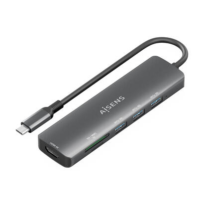 aisens-usb-c-dock-6-en-1-usb-c-a-1xhdmi-3xusb-a-1xsd-1xmicro-sd-gris-15cm