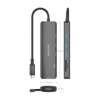 aisens-usb-c-dock-6-en-1-usb-c-a-1xhdmi-3xusb-a-1xsd-1xmicro-sd-gris-15cm