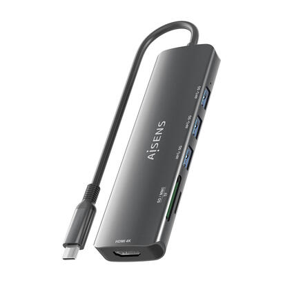 aisens-usb-c-dock-6-en-1-usb-c-a-1xhdmi-3xusb-a-1xsd-1xmicro-sd-gris-15cm