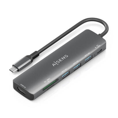 aisens-usb-c-dock-7-en-1-usb-c-a-1xhdmi-3xusb-a-1xusb-c-pd-100w-1xsd-1xmicro-sd-gris-15cm
