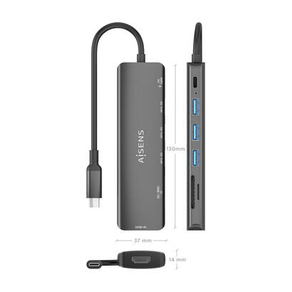 aisens-usb-c-dock-7-en-1-usb-c-a-1xhdmi-3xusb-a-1xusb-c-pd-100w-1xsd-1xmicro-sd-gris-15cm