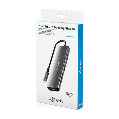 aisens-usb-c-dock-7-en-1-usb-c-a-1xhdmi-3xusb-a-1xusb-c-pd-100w-1xsd-1xmicro-sd-gris-15cm