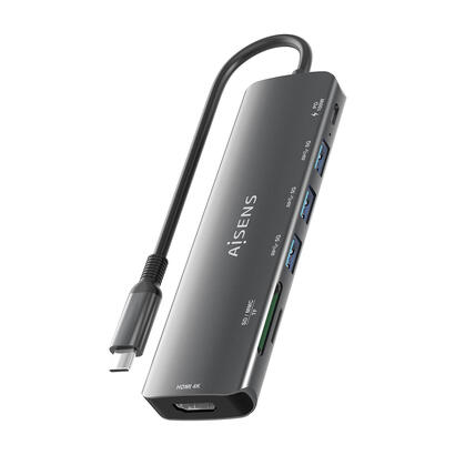 aisens-usb-c-dock-7-en-1-usb-c-a-1xhdmi-3xusb-a-1xusb-c-pd-100w-1xsd-1xmicro-sd-gris-15cm
