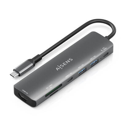 aisens-usb-c-dock-7-en-1-usb-c-a-1xhdmi-2xusb-a-1xusb-c-1xusb-c-pd-100w-1xsd-1xmicro-sd-gris-15cm
