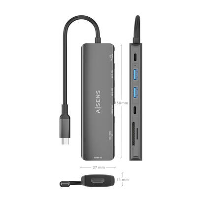 aisens-usb-c-dock-7-en-1-usb-c-a-1xhdmi-2xusb-a-1xusb-c-1xusb-c-pd-100w-1xsd-1xmicro-sd-gris-15cm