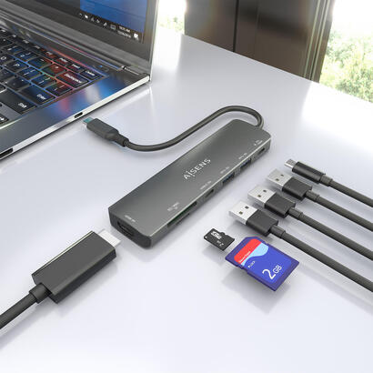 aisens-usb-c-dock-7-en-1-usb-c-a-1xhdmi-2xusb-a-1xusb-c-1xusb-c-pd-100w-1xsd-1xmicro-sd-gris-15cm