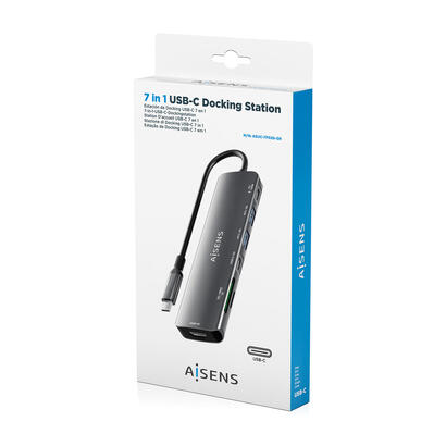 aisens-usb-c-dock-7-en-1-usb-c-a-1xhdmi-2xusb-a-1xusb-c-1xusb-c-pd-100w-1xsd-1xmicro-sd-gris-15cm