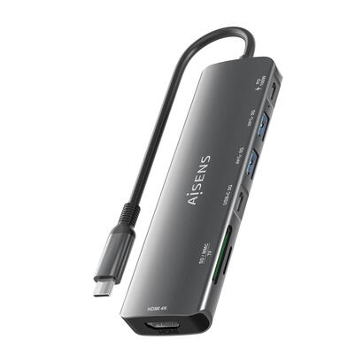 aisens-usb-c-dock-7-en-1-usb-c-a-1xhdmi-2xusb-a-1xusb-c-1xusb-c-pd-100w-1xsd-1xmicro-sd-gris-15cm