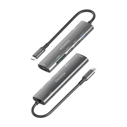 aisens-usb-c-dock-7-en-1-usb-c-a-1xhdmi-2xusb-a-usb20-1xusb-a-usb30-1xusb-c-pd-100w-1xsd-1xmicro-sd-gris-15cm