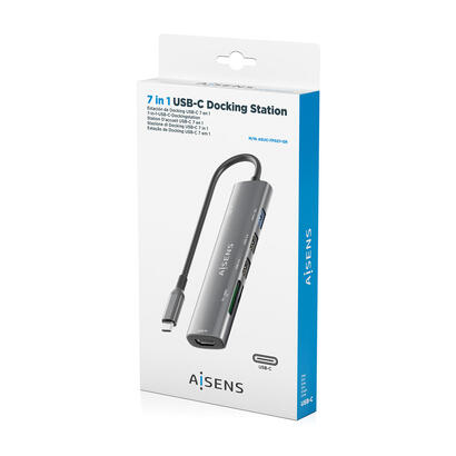 aisens-usb-c-dock-7-en-1-usb-c-a-1xhdmi-2xusb-a-usb20-1xusb-a-usb30-1xusb-c-pd-100w-1xsd-1xmicro-sd-gris-15cm