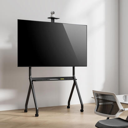 aisens-soporte-de-suelo-pro-con-rueda-1-bandeja-y-soporte-de-camara-para-pantalla-interactivatv-120kg-de-55-100-negro