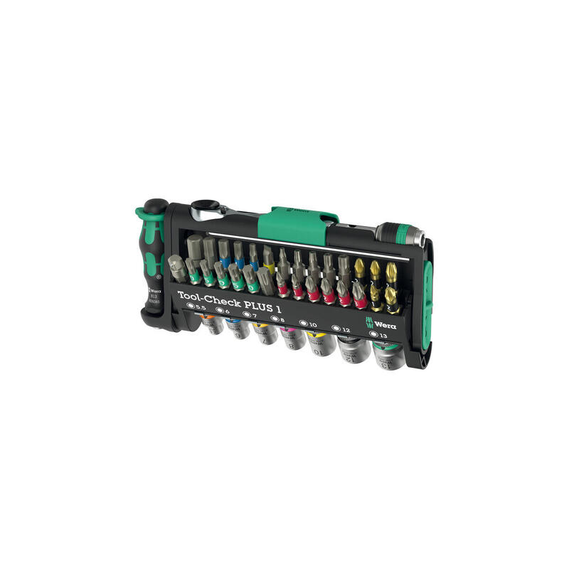 wera-tool-check-plus-1-juego-de-puntas-negroverde-39-piezas-incluido-trinquete-de-punta-de-14-05049055001