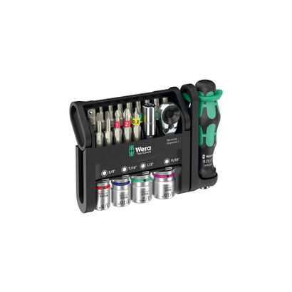 wera-tool-check-modular-imperial-1-juego-de-puntas-negroverde-21-piezas-pulgadas-incl-trinquete-de-punta-de-14-05049001001