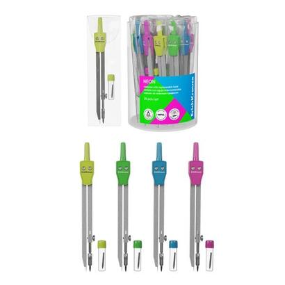 pack-de-24-unidades-erichkrause-compas-escolar-con-articulacion-y-mina-de-repuesto-colores-surtidos