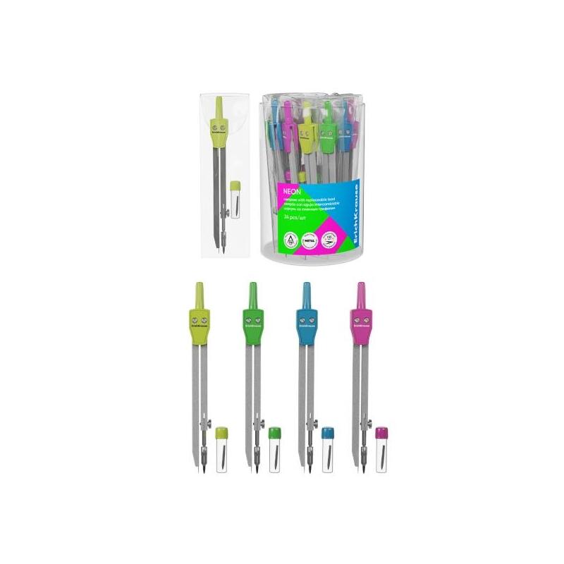 pack-de-24-unidades-erichkrause-compas-escolar-con-articulacion-y-mina-de-repuesto-colores-surtidos