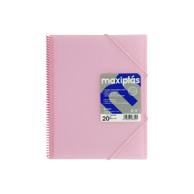 grafoplas-carpeta-con-fundas-maxiplas-espiral-a4-20-fundas-csobre-pp-rigido-translucido-rosa-soft