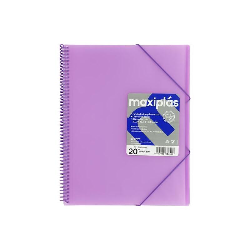 grafoplas-carpeta-con-fundas-maxiplas-espiral-a4-20-fundas-csobre-pp-rigido-translucido-lavanda-soft