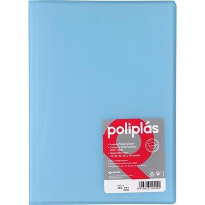 grafoplas-carpeta-con-fundas-poliplas-soldadas-folio-10-fundas-pp-semirigido-translucido-azul-soft