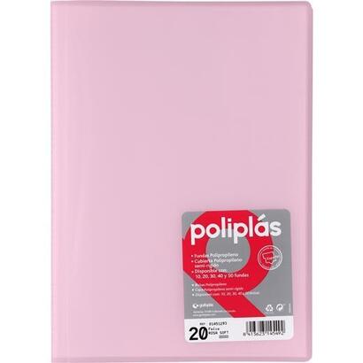 grafoplas-carpeta-con-fundas-poliplas-soldadas-folio-20-fundas-pp-semirigido-translucido-rosa-soft