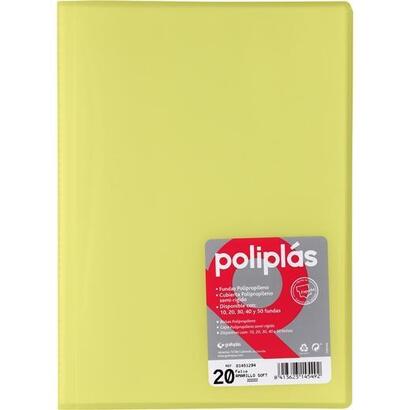 grafoplas-carpeta-con-fundas-poliplas-soldadas-folio-20-fundas-pp-semirigido-translucido-amarillo-soft