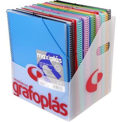 grafoplas-carpeta-con-fundas-maxiplas-surtidas-espiral-a4-csobre-pp-rigido-opaco-csurtidos-expositor-16-ud
