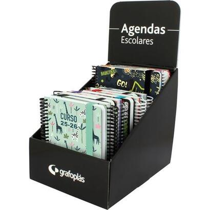 grafoplas-agendas-escolares-a6-dp-y-a5-2dp-espiral-tapa-forrada-soft-surtido-diseno-expositor-12-ud