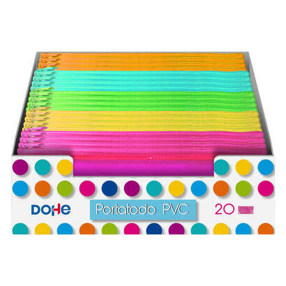 dohe-expositor-con-20-portatodos-simples-planos-fabricados-en-pvc-de-280-micras-transparente-cierre-de-cremallera-