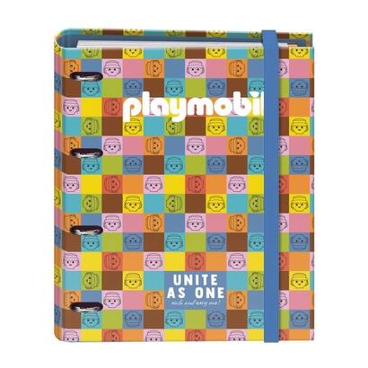 dohe-playmobil-unite-as-one-carpeta-de-4-anillas-mixtas-de-35mm-con-recambio-de-100-hojas-formato-folio-cierre-con