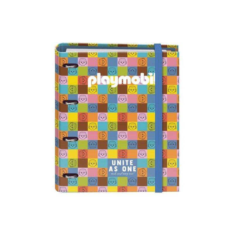 dohe-playmobil-unite-as-one-carpeta-de-4-anillas-mixtas-de-35mm-con-recambio-de-100-hojas-formato-folio-cierre-con