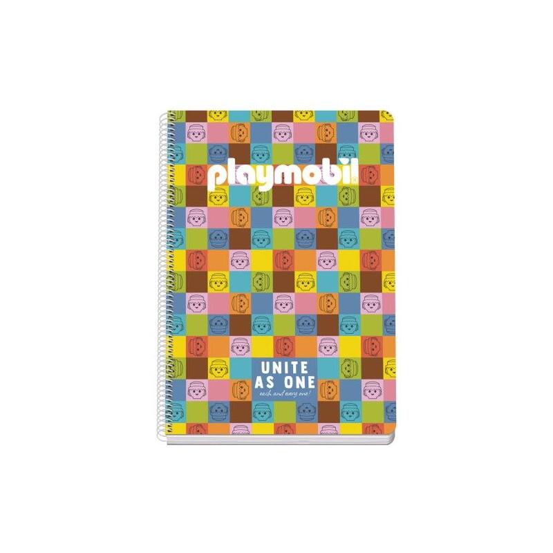 dohe-playmobil-unite-as-one-cuaderno-espiral-folio-80-hojas-cuadricula-4mm-con-margen-tapa-rigida-impresa-a-todo