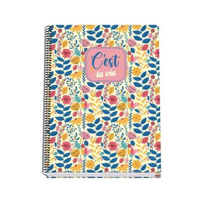 dohe-cest-la-vie-cuaderno-espiral-a4-100-hojas-microperforadas-cuadricula-5mm-tapa-dura-carton-forrado-bandas-de