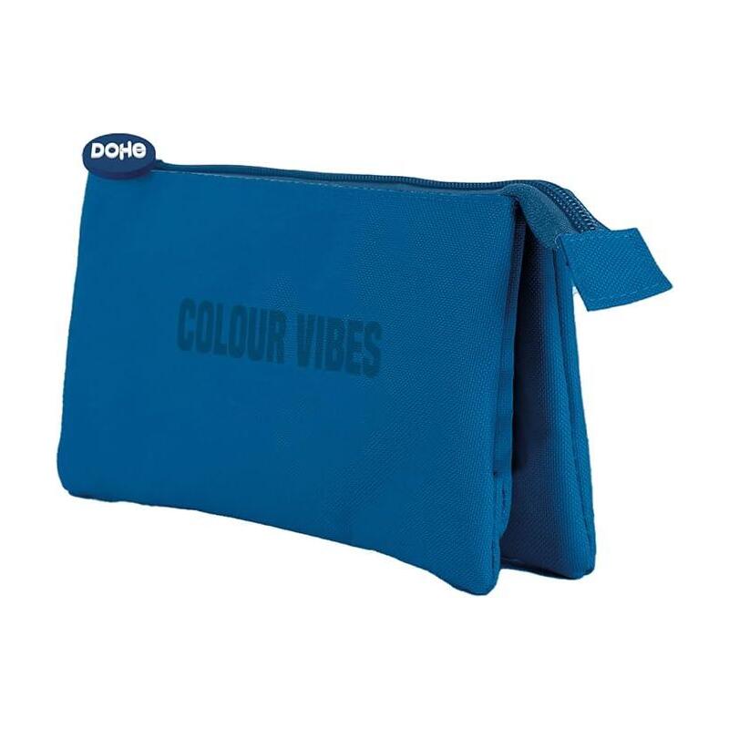 dohe-colour-vibes-portatodo-triple-cierre-doble-con-cremallera-y-tirador-de-goma-azul