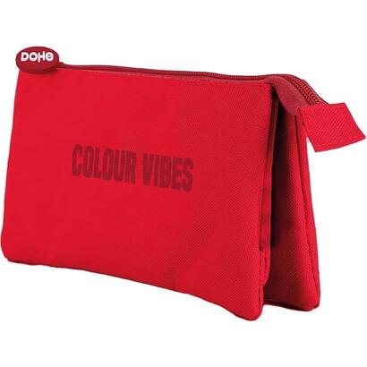 dohe-colour-vibes-portatodo-triple-cierre-doble-con-cremallera-y-tirador-de-goma-rojo