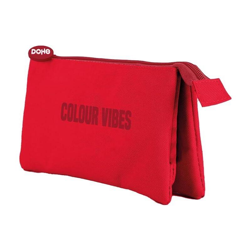 dohe-colour-vibes-portatodo-triple-cierre-doble-con-cremallera-y-tirador-de-goma-rojo