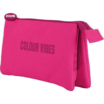 dohe-colour-vibes-portatodo-triple-cierre-doble-con-cremallera-y-tirador-de-goma-rosa