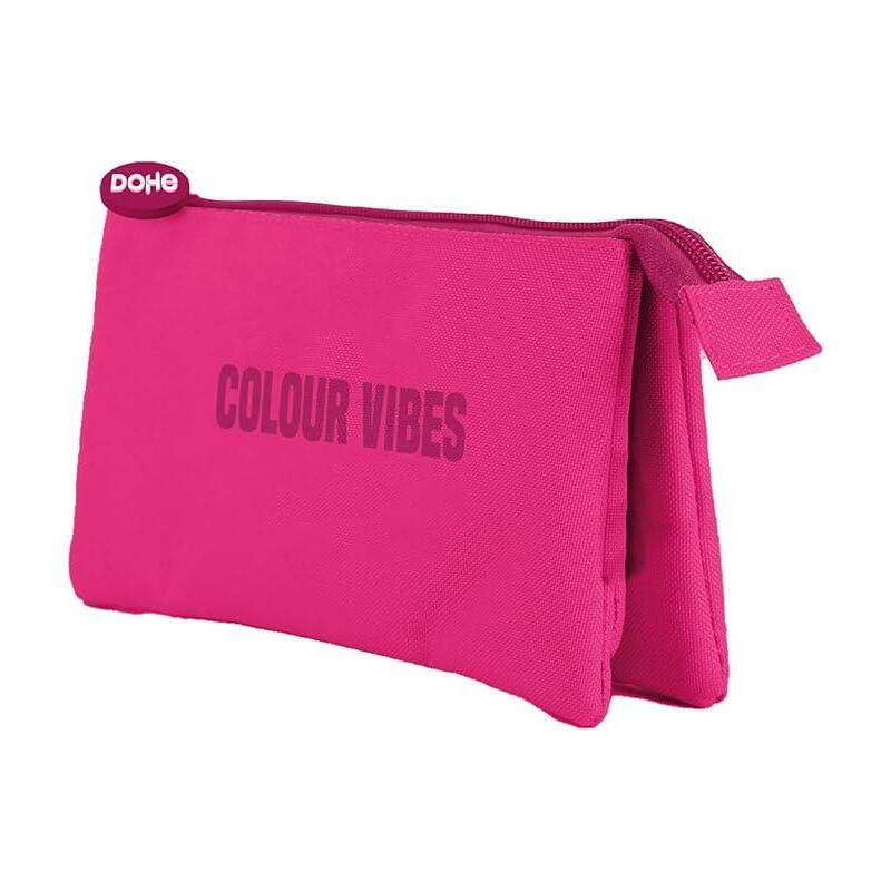 dohe-colour-vibes-portatodo-triple-cierre-doble-con-cremallera-y-tirador-de-goma-rosa