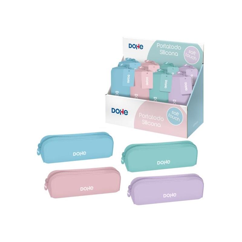 dohe-serenity-expositor-con-8-portatodos-simples-de-silicona-cierre-con-cremallera-y-tirador-de-goma-colores