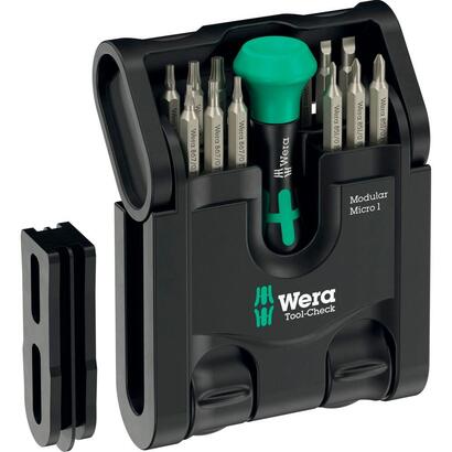 wera-tool-check-modular-micro-1-juego-de-puntas-negroverde-21-piezas-incluido-soporte-de-mano-kraftform-micro-4-mm-05049002001