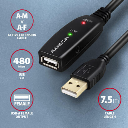 axagon-adr-207-cable-usb-usb-20-75-m-usb-a-negro