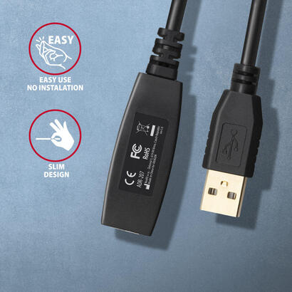 axagon-adr-207-cable-usb-usb-20-75-m-usb-a-negro