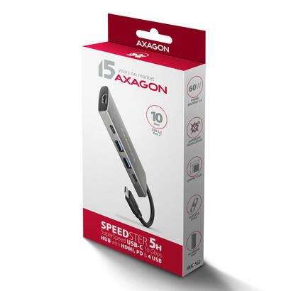 hmc-5g21-wieloportowy-hub-usb-5in1-10gbps-2x-usb-a-2x-usb-c-hdmi-4k30hz-pd-60w-13cm-usb-c-kabel