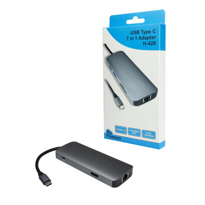inter-tech-argus-h-428-adaptador-7-en-1-plateado-oscuro-usb-a-usb-c-hdmi-rj-45-88885665