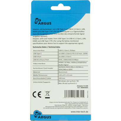 inter-tech-argus-h-428-adaptador-7-en-1-plateado-oscuro-usb-a-usb-c-hdmi-rj-45-88885665