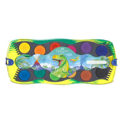 faber-castell-connector-dinosaurio-pack-de-12-acuarelas-en-pastilla-pintura-blanca-opaca-pegatinas-gran-opacidad