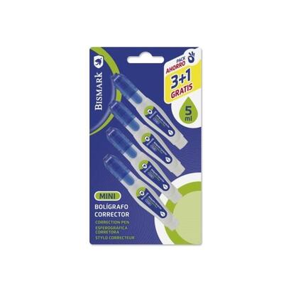 bismark-pack-de-4-mini-boligrafos-correctores-5ml-punta-metalica-alta-precision