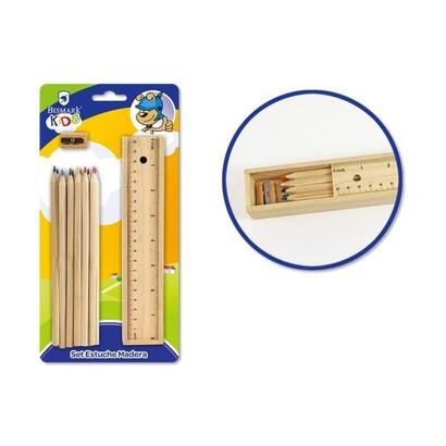 bismark-pack-escolar-con-estuche-de-madera-con-tapa-regla-12-lapices-de-colores-y-sacapuntas